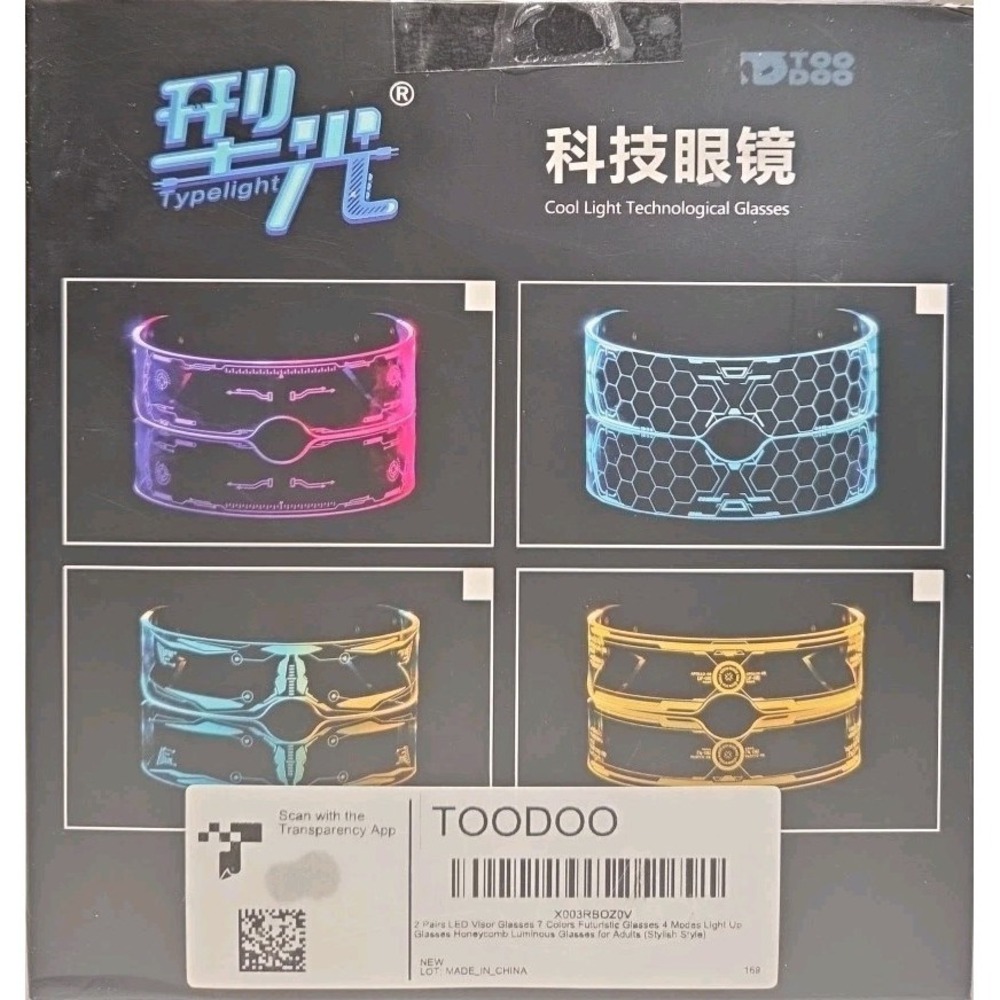 Futuristic LED Glasses‎ Light Up Glasses Cool Neon Cyber Robot Sunglasses  NEW